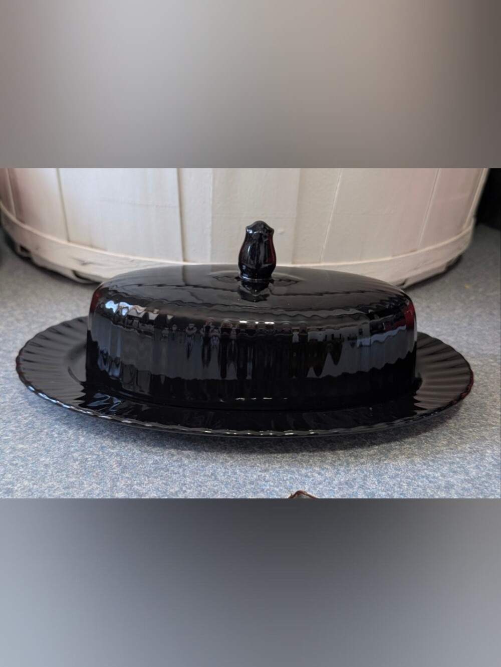 Vintage Mikasa Black Tulip Butter Dish Replacement Base & Lid Interior